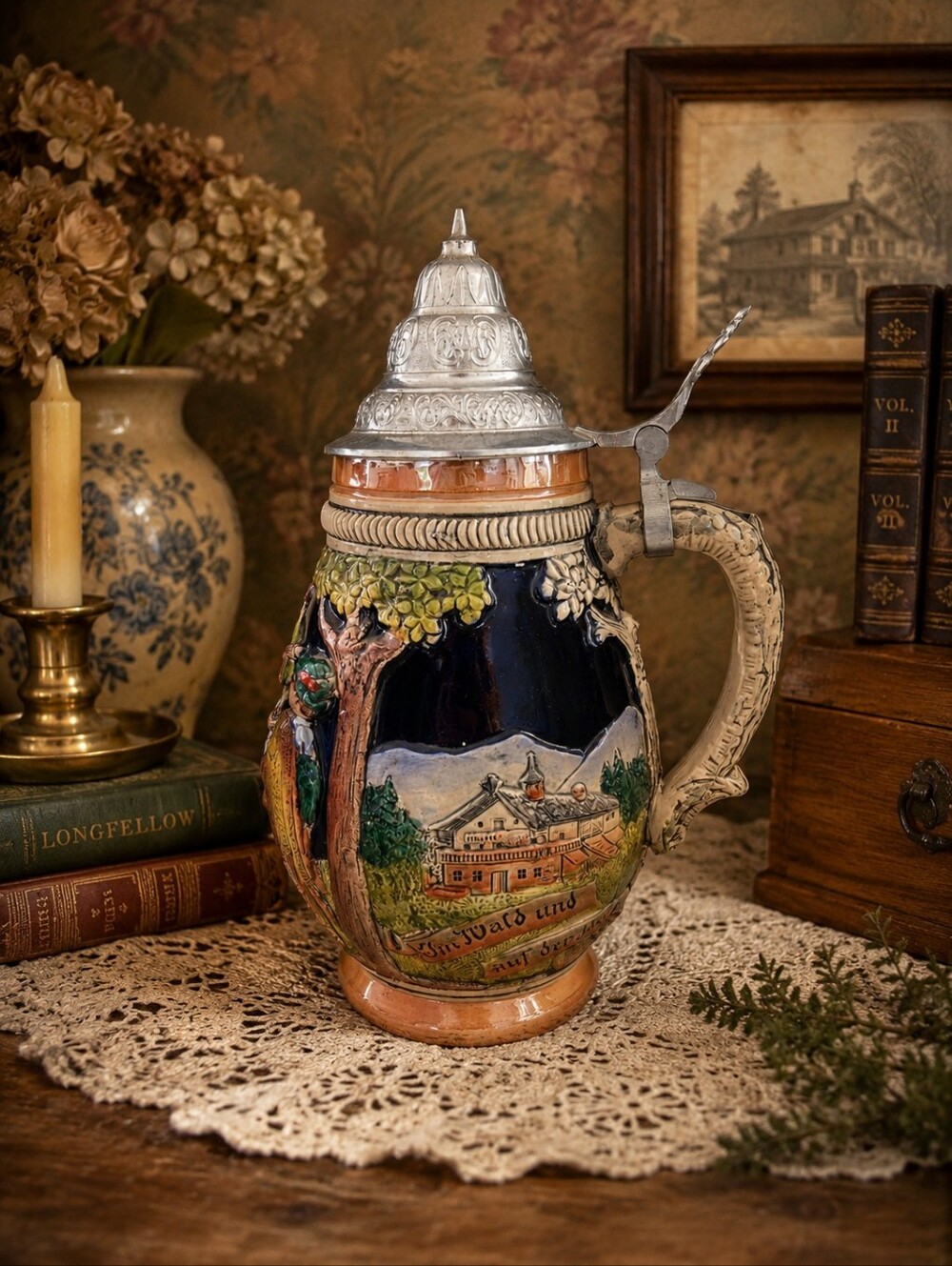 Vintage Original Thewalt Lidded Beer Stein Western Germany